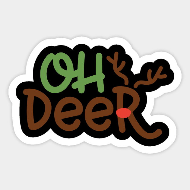 Oh Deer Funny Matching Christmas Gifts For Men Women Kids Sticker by BadDesignCo